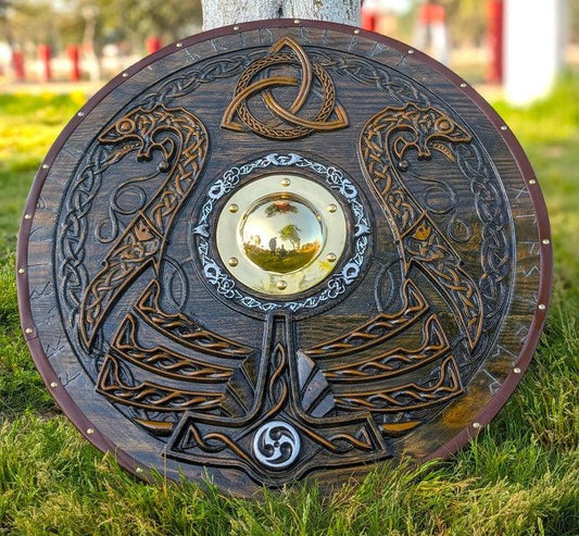 RA-67 Custom Handmade Viking Battle Shield, Authentic Viking Shield, Real Viking Shield, Gift For Men, Viking Lover Gift, Gift For Him, Christmas Gift - Ragnar Armory