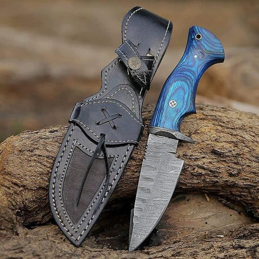 RA-75 Damascus Steel Bushcraft Knife, Fixed Blade Hunting Knife, Camping Knife, Outdoor Adventure Knife, Gift For Men, Gift For Him, Groomsmen Gift, Christmas Gift - Ragnar Armory